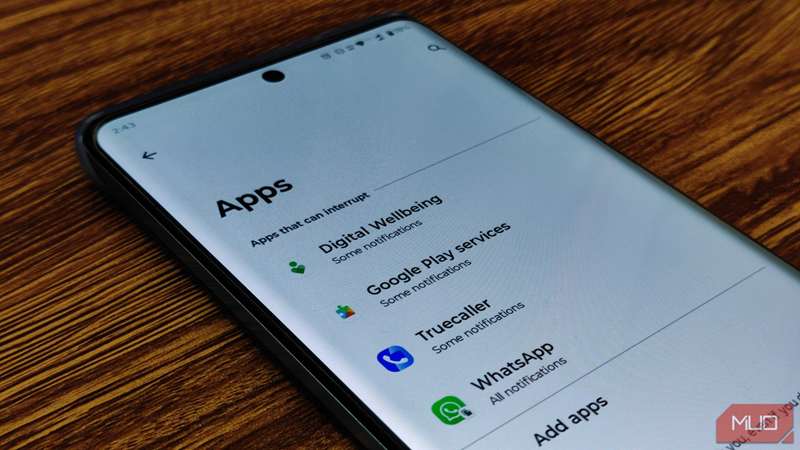 برنامه‌های مجاز برای قطع‌کردن بدون محدودیت در DND.