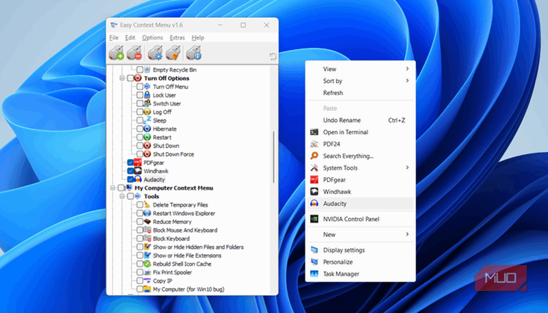 برنامه‌ها در منوی کلیک راست ویندوز