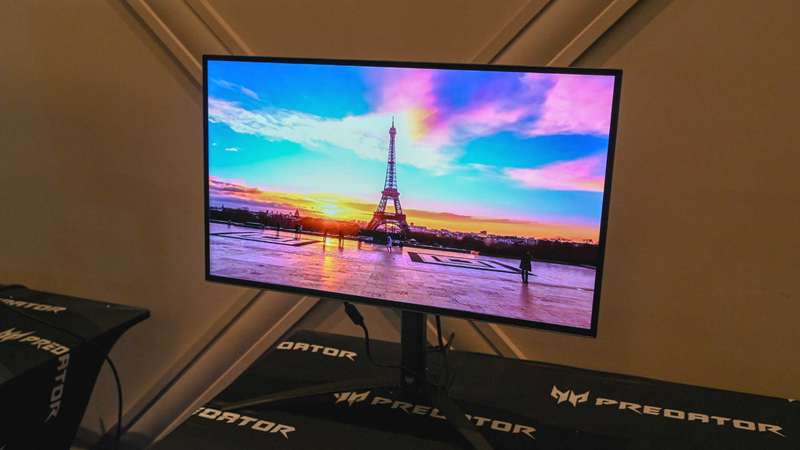 جزئیات صفحه نمایش Acer Predator X27U نمای نزدیک بر روی مانیتور بازی