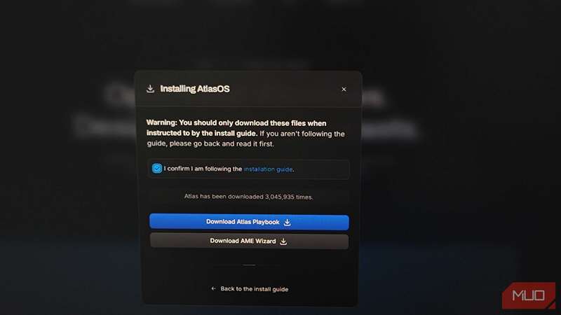 صفحهٔ دانلود بستهٔ AtlasOS