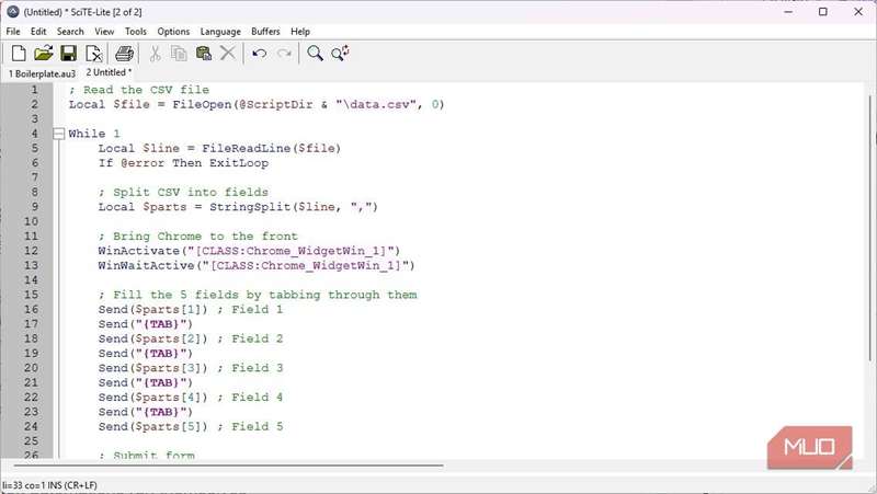 اسکریپت AutoIt برای خواندن از CSV