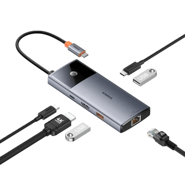 هاب Baseus Series II 6‑در‑1 Type‑C با HDMI 4K60HZ و RJ45 (رنگ خاکستری)