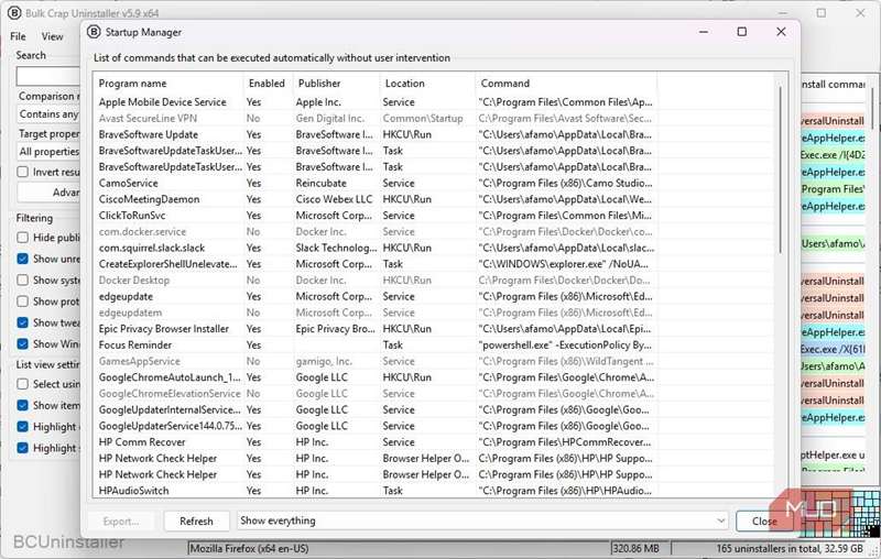 مدیر راهاندازی یکپارچه BCUninstaller
