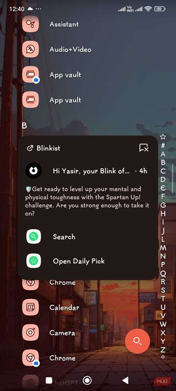 اعلان Blinkist در Niagara Launcher.