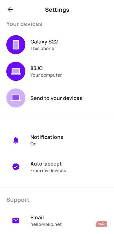 تنظیمات برنامه Blip روی گوشی اندروید