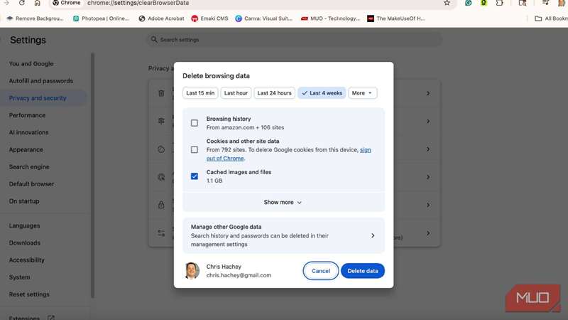 پاک‌سازی کش در گوگل کروم