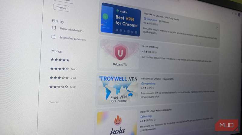 VPNهای مرورگر در فروشگاه وب Chrome
