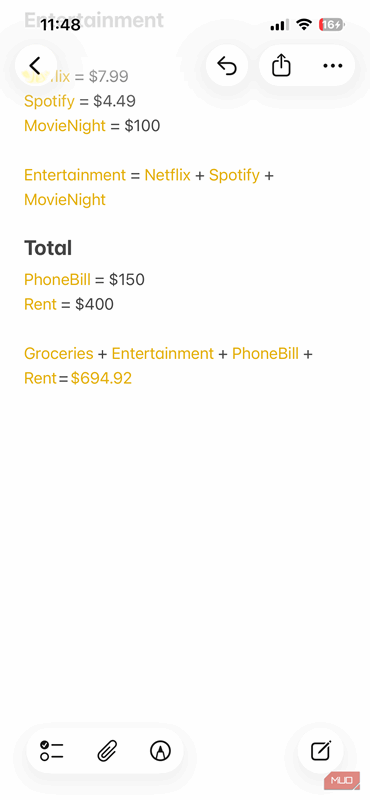 محاسبه مجموع بودجه ماهانه بر روی آیفون