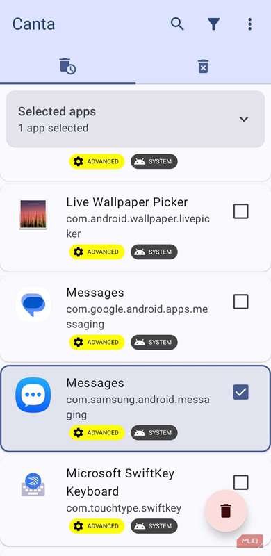 گزینه حذف برنامه Canta در گوشی اندروید