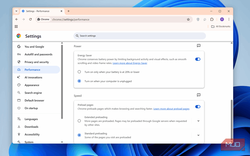 گزینه صرفه‌جویی انرژی Chrome در کامپیوتر