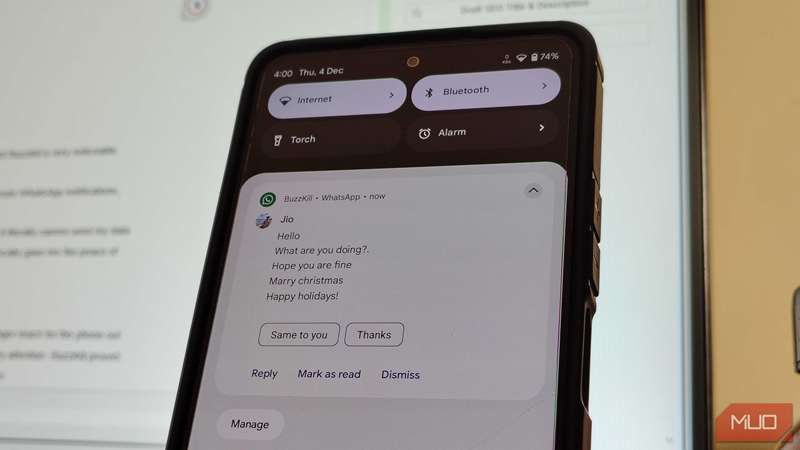 اعلان پیوسته در پنل اعلان بدون دکمه پاک کردن.