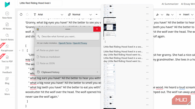 تاریخچه کپی در Advanced Paste.