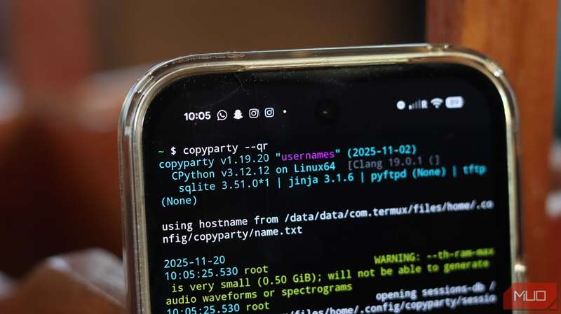 دستور کد QR Copyparty در Termux