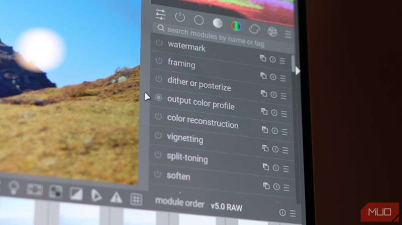 ماژولهای ویرایشی Darktable.