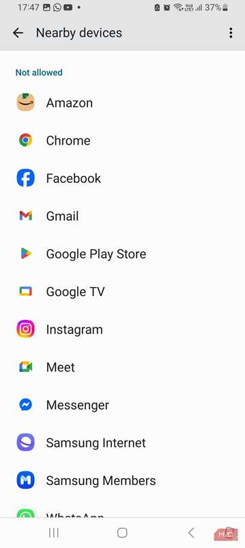 غیرفعال کردن گزینه دستگاه‌های نزدیک برای برنامه‌های نامرتبط