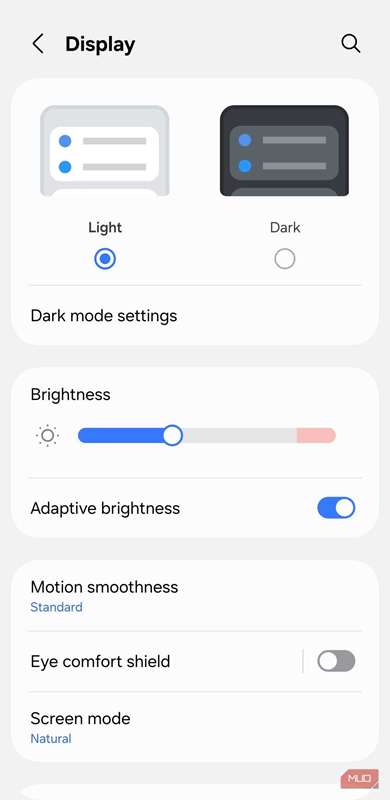 تنظیمات نمایش در گوشی سامسونگ