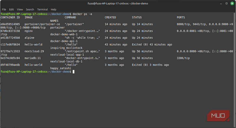 نمایش تمام کانتینرهای Docker