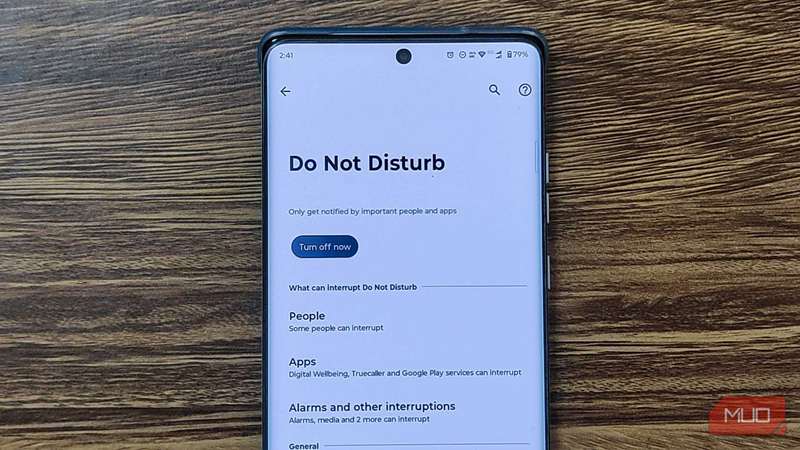 تنظیمات وقفه DND در اندروید.