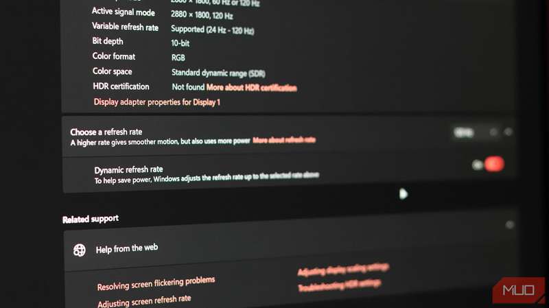 تنظیم نرخ تازهسازی پویا در ویندوز ۱۱