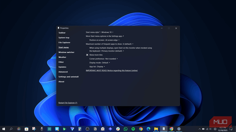 ExplorerPatcher در ویندوز ۱۱.