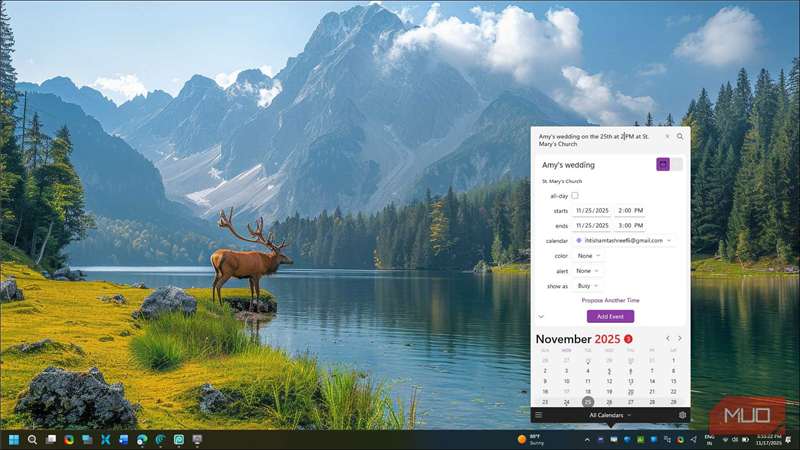 ویجت سینی سیستم Fantastical