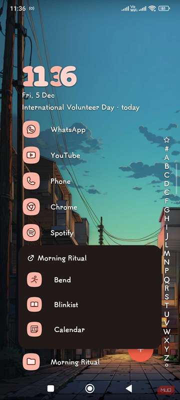 پاپ‑آپ پوشه در Niagara Launcher.