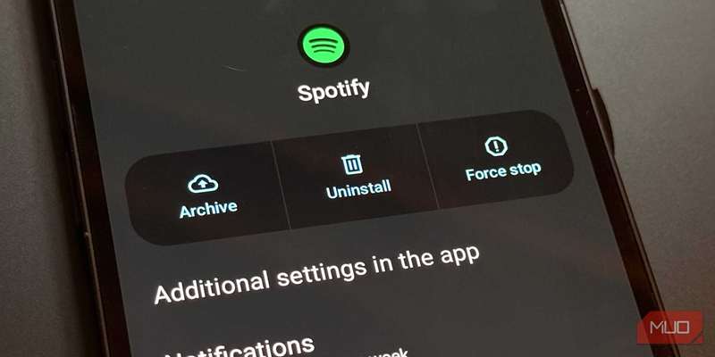 گزینه توقف اجباری در تنظیمات برنامه‌های اندروید