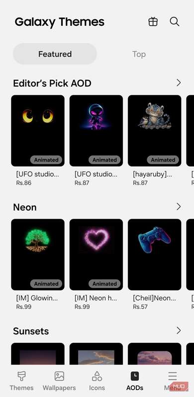 برنامه Galaxy Themes روی گوشی سامسونگ