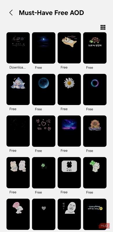 برنامه Galaxy Themes نشاندهنده تمهای AOD روی گوشی سامسونگ