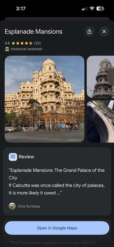 لینک Google Maps مرتبط با پاسخ Gemini.