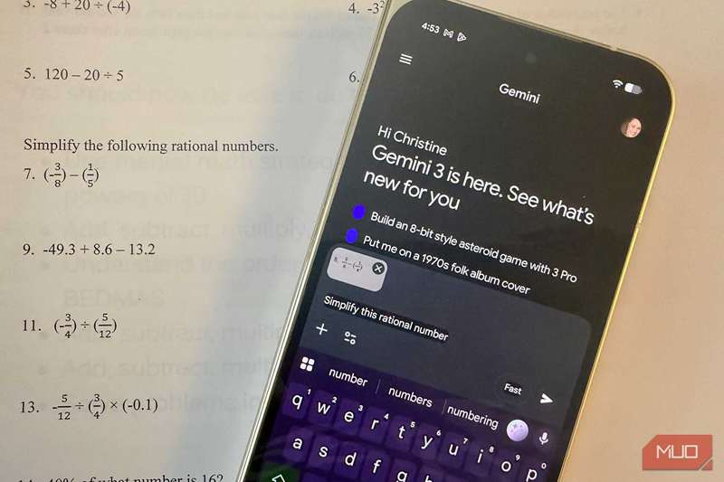 سؤال ریاضی Gemini برای ساده‌سازی عدد کسری