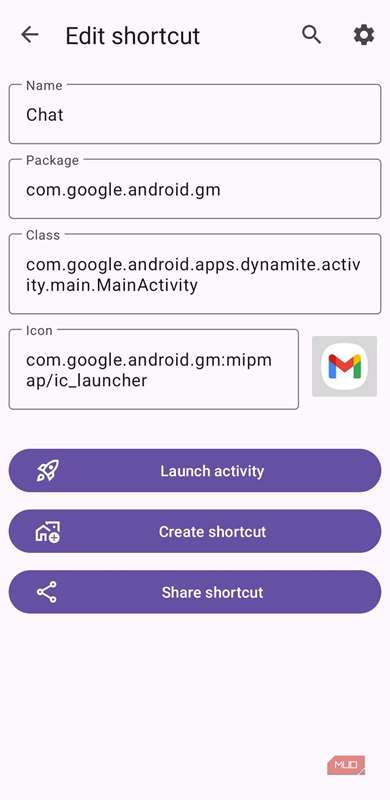 میانبر برنامه Gmail در Activity Launcher