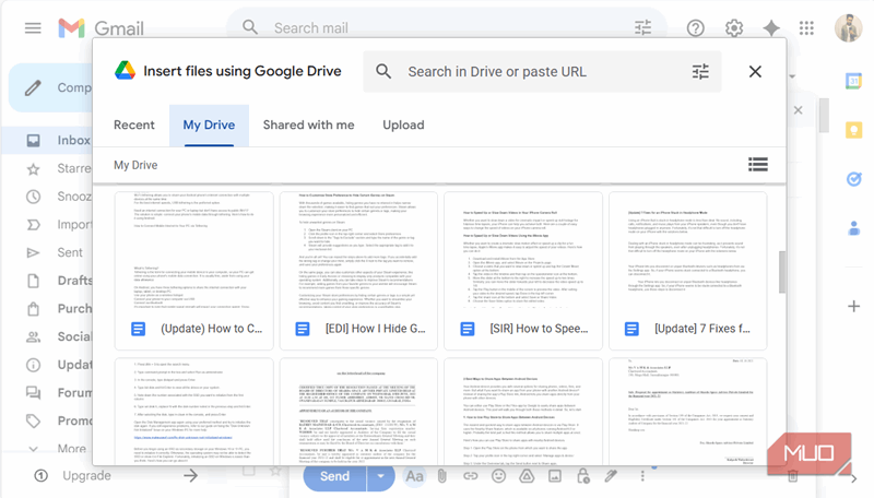 گزینه Google Drive در Gmail