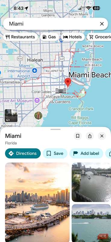 اسکرین‌شاتی که برنامه گوگل مپس را نشان می‌دهد.