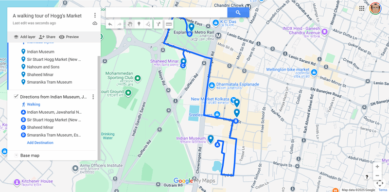 Google My Maps با نقشه‌برداری تور پیاده‌روی
