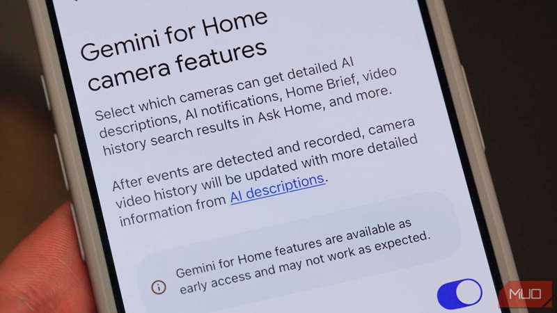 ویژگی‌های Gemini برای دوربین Home در برنامه Home.