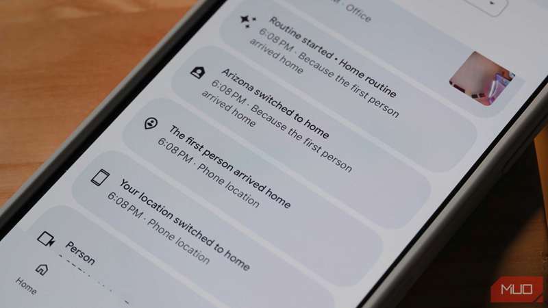 خلاصه‌های فعالیت در برنامه Google Home.