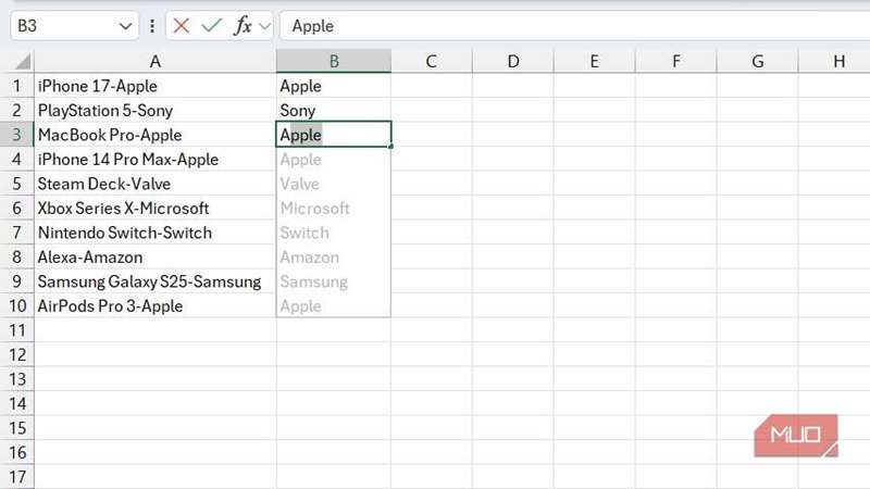 کمک به فلش فِل برای شناسایی الگو در اکسل