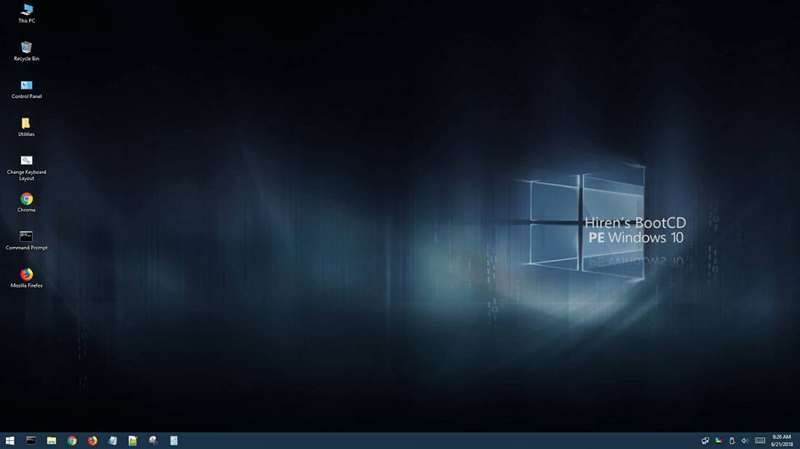 تصویر هیرنز بوت سی‌دی نسخه ویندوز ۱۰ PE