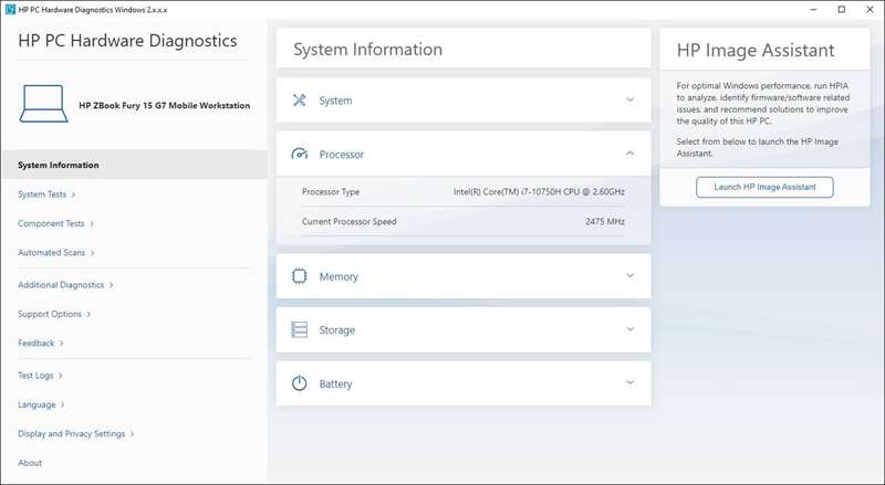 آزمون سخت‌افزار رایانه HP