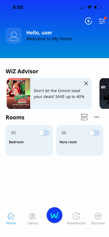 صفحه اصلی برنامه WiZ