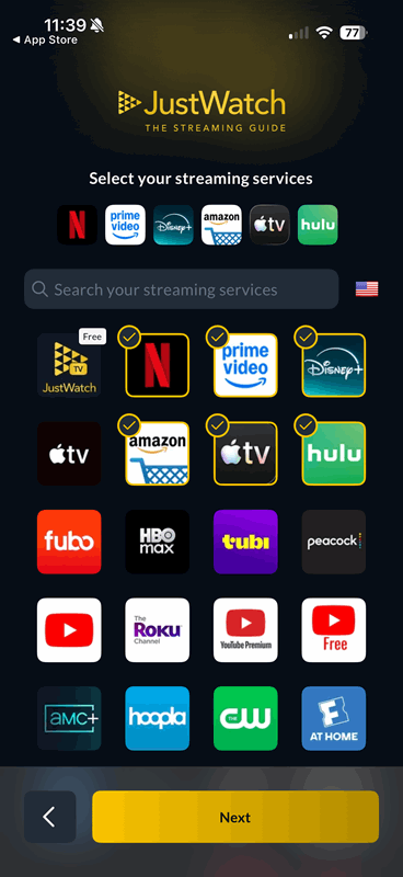 انتخاب سرویس‌های پخش در JustWatch