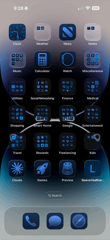 آیکون‌های آبی رنگی iOS ۲۶