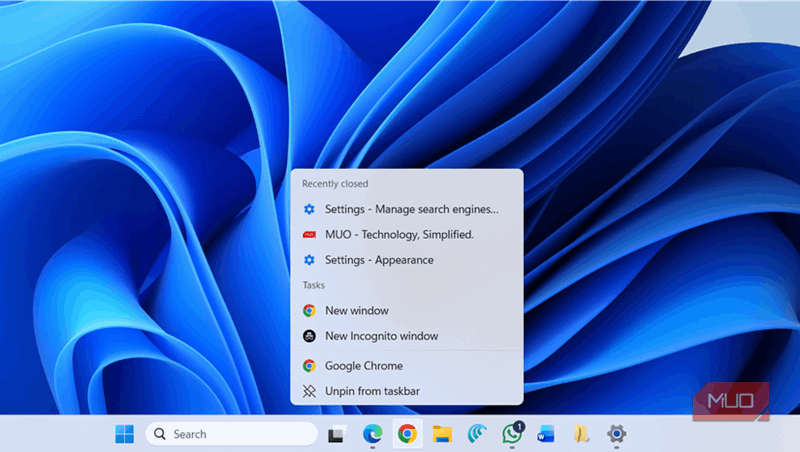 فهرست پرش در نوار کار ویندوز