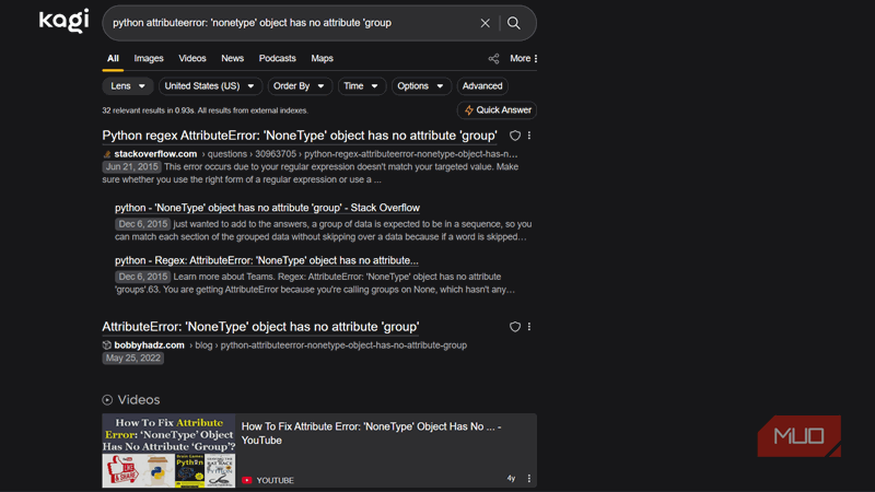 جستجوی کاغی برای خطای پایتون
