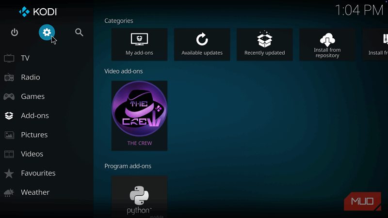 منوی تنظیمات Kodi