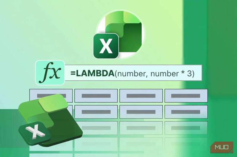 تصویری که لوگوی Excel را بالای تابع LAMBDA نشان می‌دهد