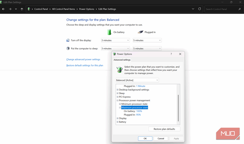 محدود کردن حداکثر وضعیت پردازنده
