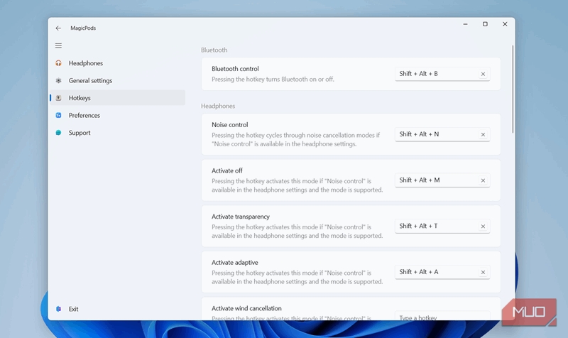 تنظیمات کلیدهای ترکیبی MagicPods در PC