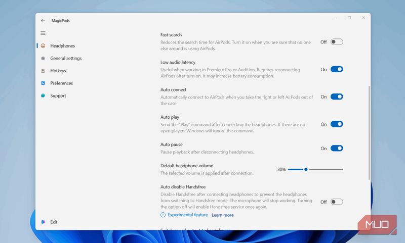 تنظیمات صدای MagicPods AirPods
